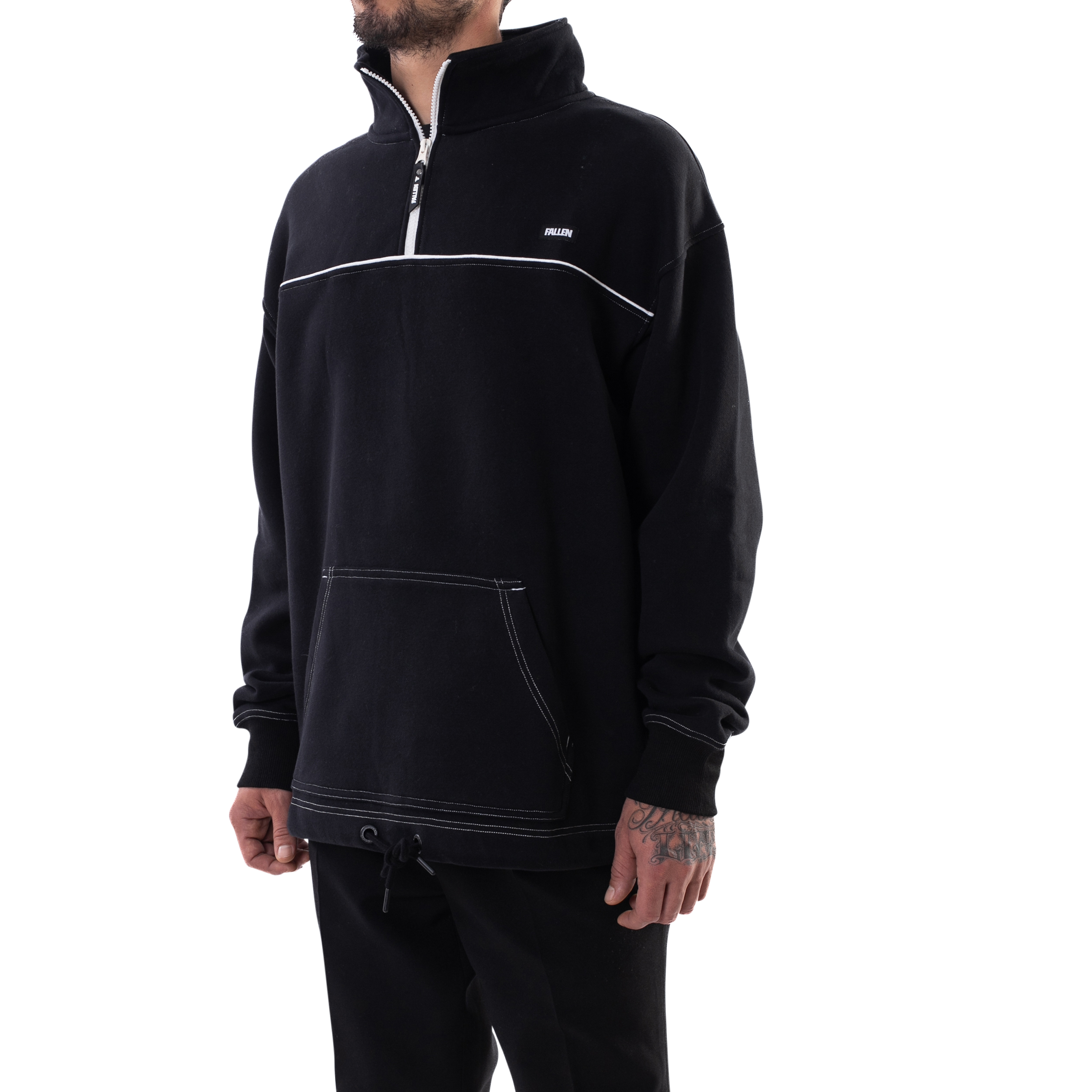 Fallen - Half Zip Anorak Hoodie - Black/White – Fallen Footwear Fallen - Half Zip Anorak Hoodie - Black/White – Fallen Footwear