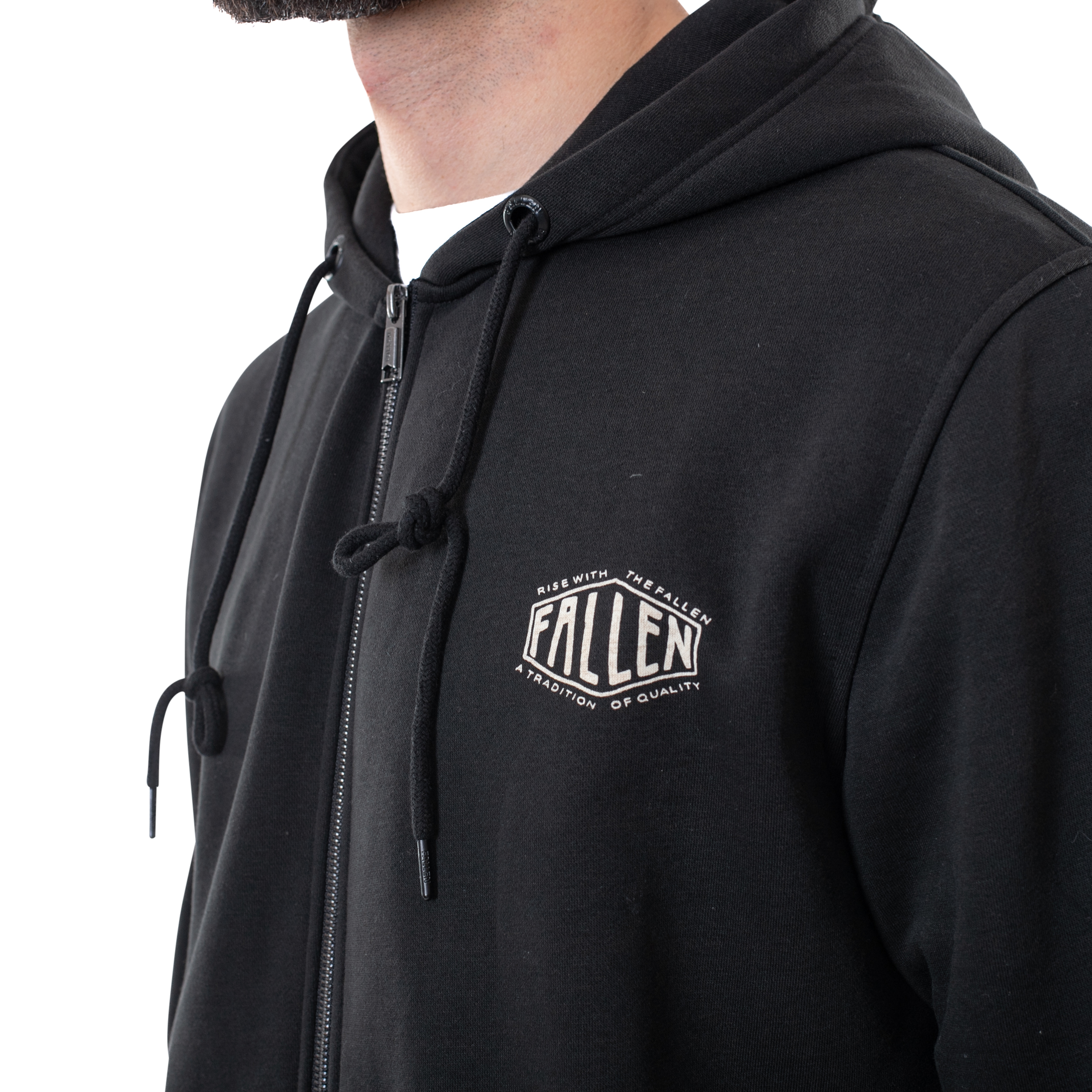 Fallen - Tradition Zip Hoodie - Black/White – Fallen Footwear