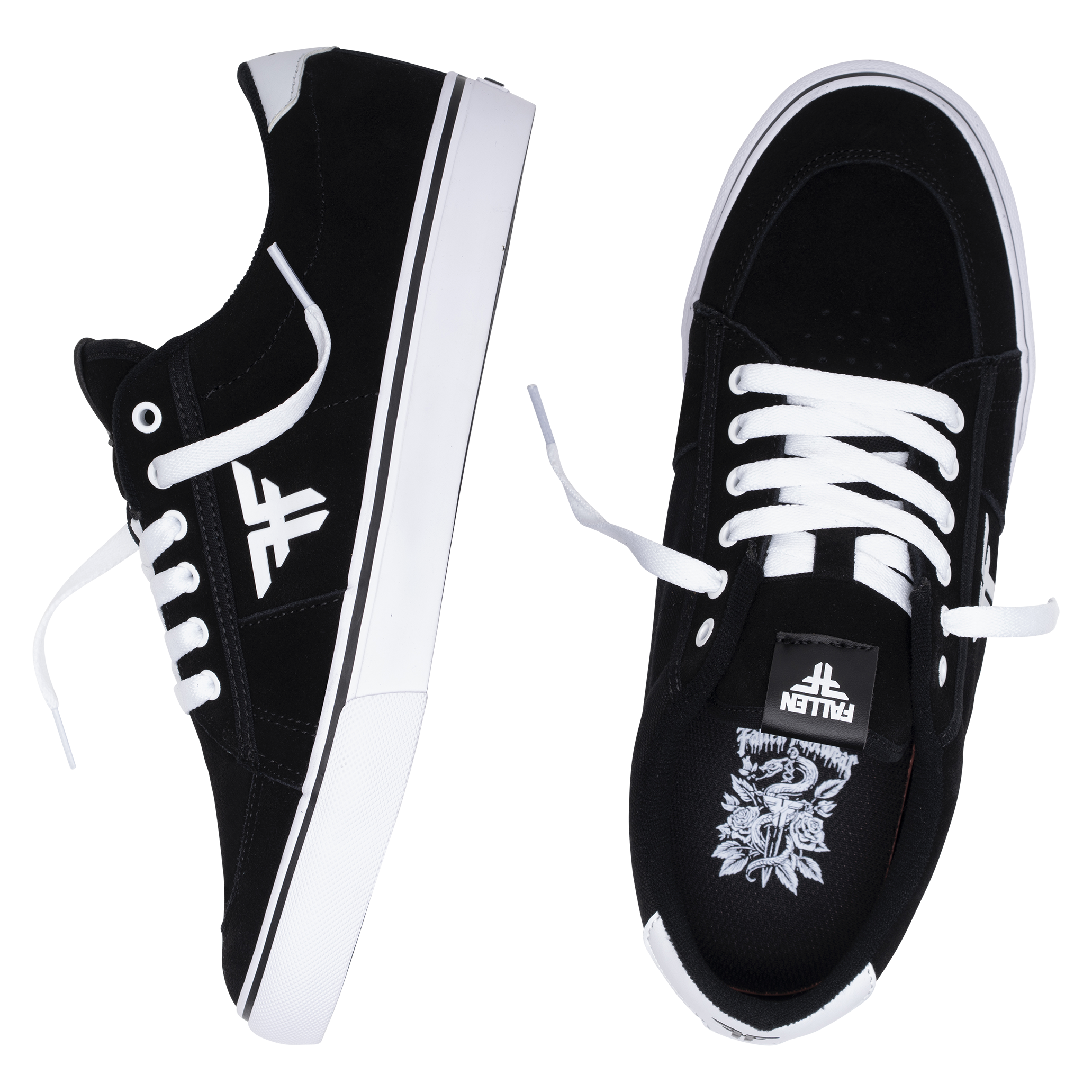 Fallen Skate Shoes - Bomber Black/White- Vulc – Fallen Footwear