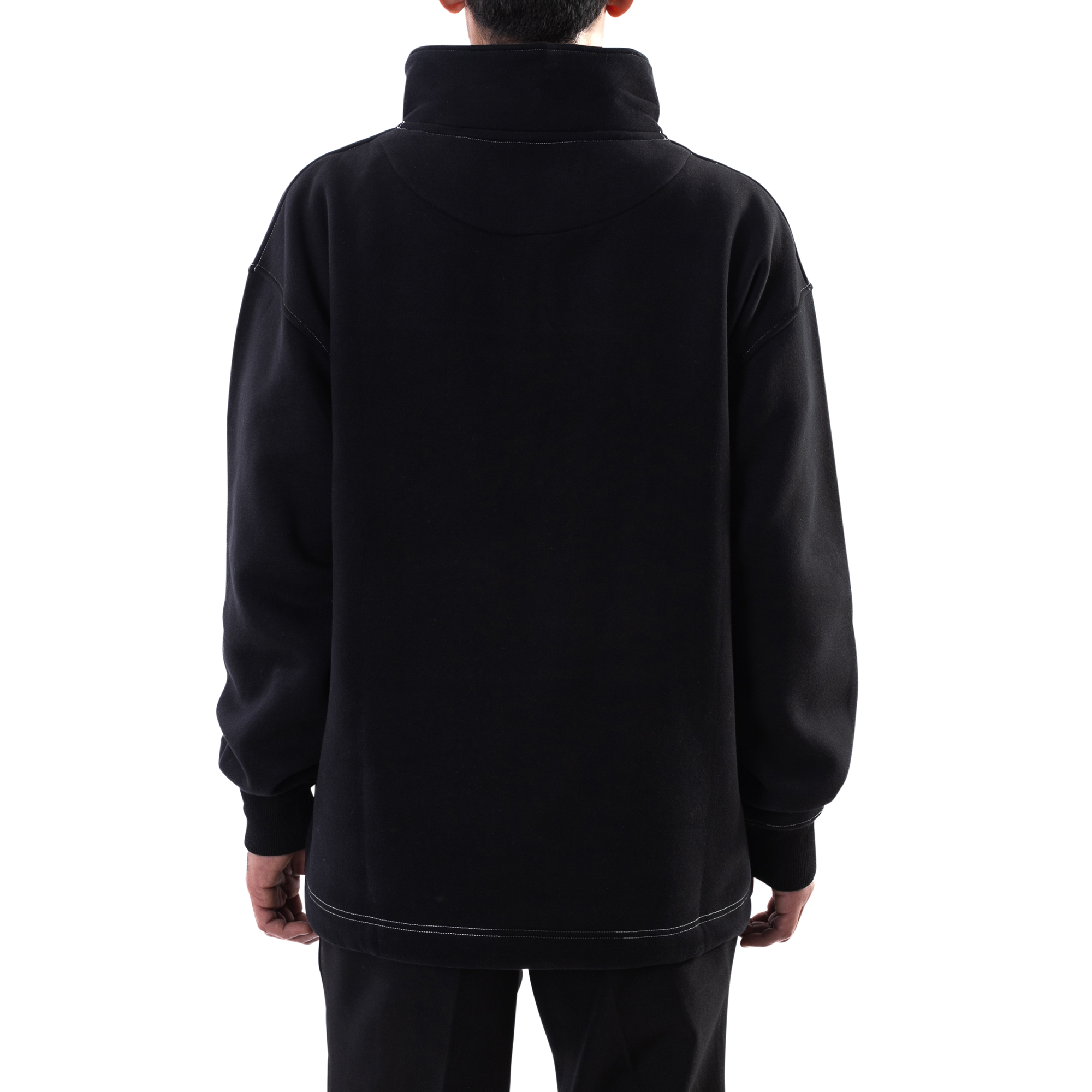 Sudadera con capucha tipo anorak con media cremallera, color negro y blanco