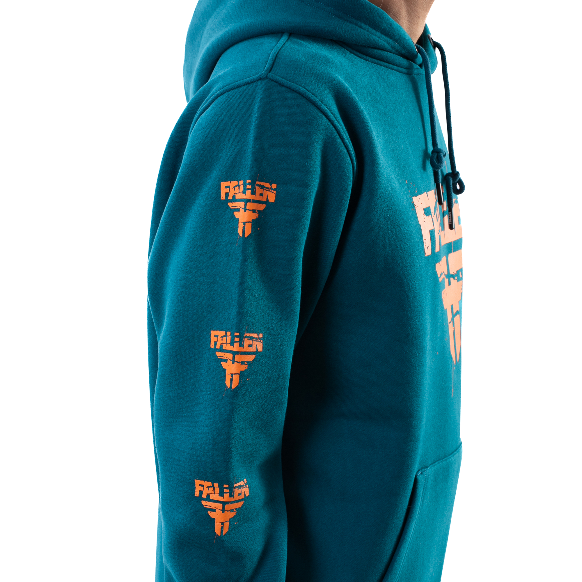 Sudadera con capucha agrietada azul coral/naranja
