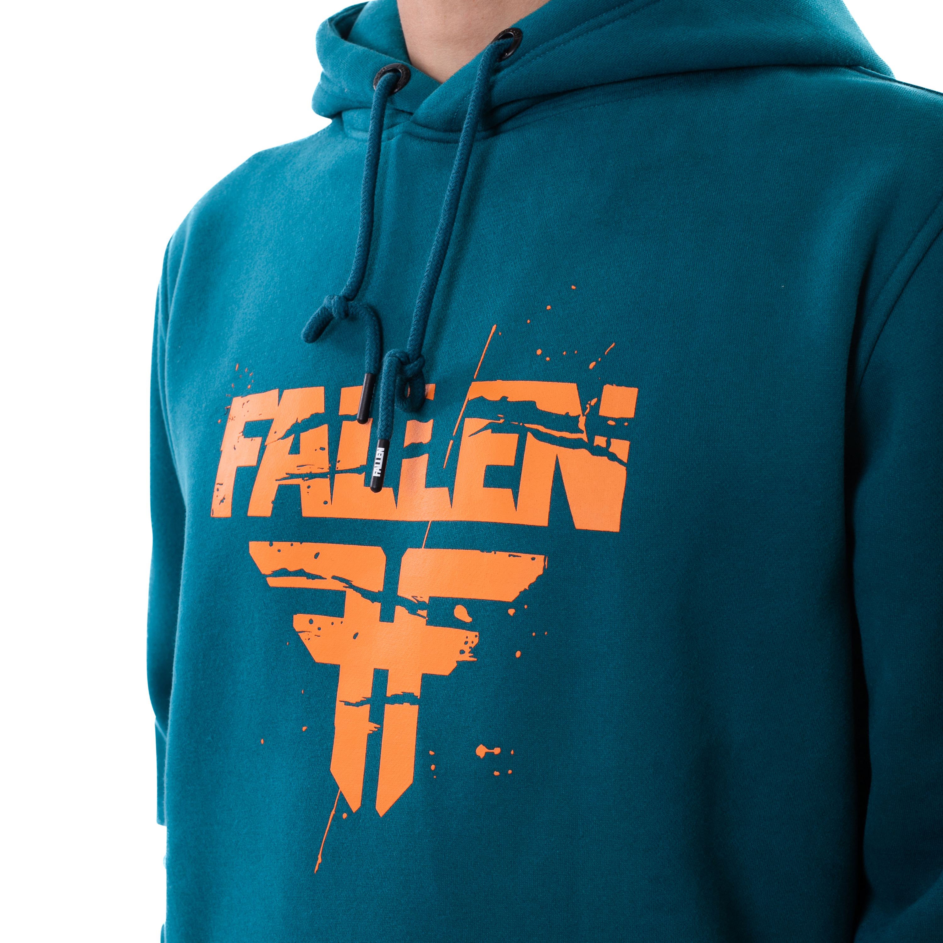 Fallen Cracked Hoodie Blue Coral Orange M