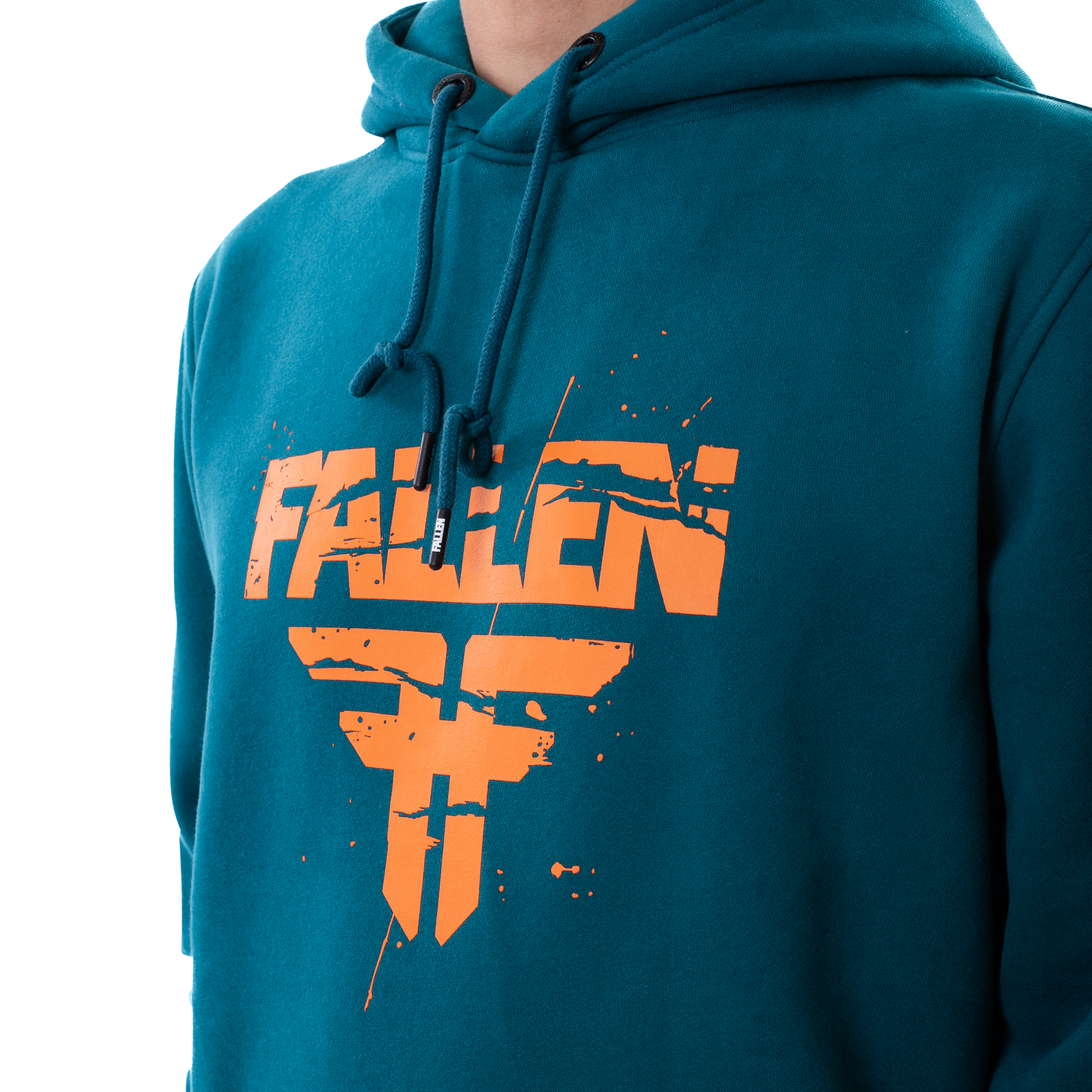 Sudadera con capucha agrietada azul coral/naranja